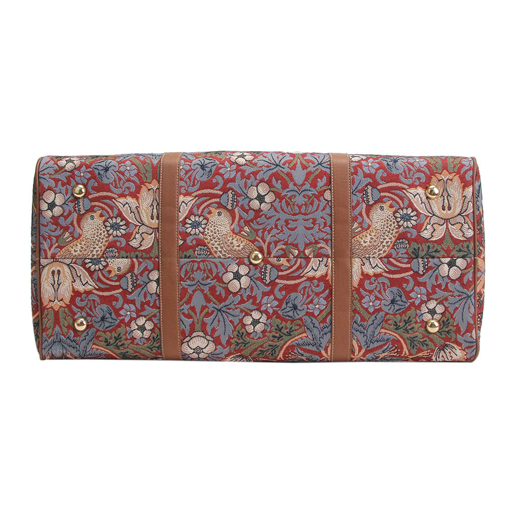 William Morris Strawberry Thief Red - Big Holdall Bag-3